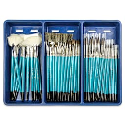 Royal & Langnickel 72 pc Ceramic Classroom Assortment shown in included storage tray