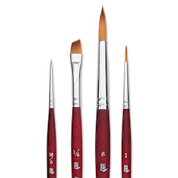 Princeton Velvetouch Series 3950 Synthetic Brushes - Blick Exclusive, Short Handle, Set of 4, close up