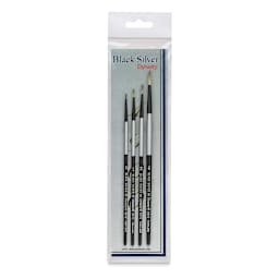 Dynasty Black Silver Synthetic Brushes - Set 1, Pkg of 4 in packaging