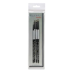 Dynasty Black Silver Synthetic Brushes - Set 3, Pkg of 4 in packaging