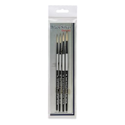 Dynasty Black Silver Synthetic Brushes - Set 4, Pkg of 4 in packaging