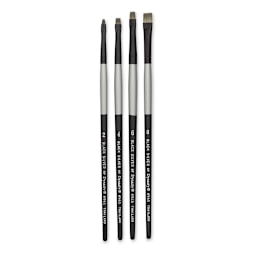 Dynasty Black Silver Synthetic Brushes - Set 5, Pkg of 4