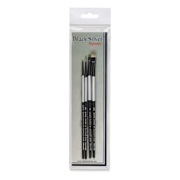 Dynasty Black Silver Synthetic Brushes - Set 6, Pkg of 4 in packaging