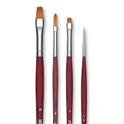 Princeton Velvetouch Series 3900 Brushes - Set of 4, Long Handle, close up