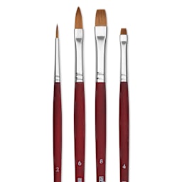 Princeton Velvetouch Series 3900 Synthetic Brushes - Blick Exclusive, Long Handle, Set of 4, close-up