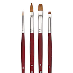 Princeton Velvetouch Series 3900 Synthetic Brushes - Blick Exclusive, Long Handle, Set of 4, close up