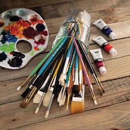 Royal & Langnickel Scratch and Dent Brushes - Assortment, Pkg of 50, brushes laid out flat on table