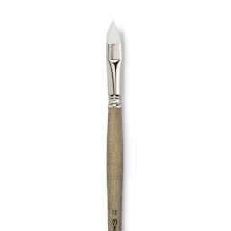 Escoda Perla Toray White Synthetic Brush - Filbert, Long Handle, Size 12 close up