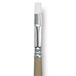Escoda Perla Toray White Synthetic Brush - Bright, Long Handle, Size 8 close up