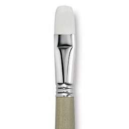 Escoda Perla Toray White Synthetic Brush - Bright, Long Handle, Size 18 close up