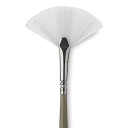 Escoda Perla Toray White Synthetic Brush - Fan, Long Handle, Size 2