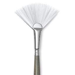 Escoda Perla Toray White Synthetic Brush - Fan, Long Handle, Size 4