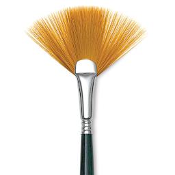 Escoda Barroco Toray Gold Synthetic Brush - Fan, Long Handle, Size 6 close up