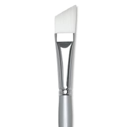 Silver Brush Silverwhite Synthetic Brush - Angular, Long Handle, Size 1" close up