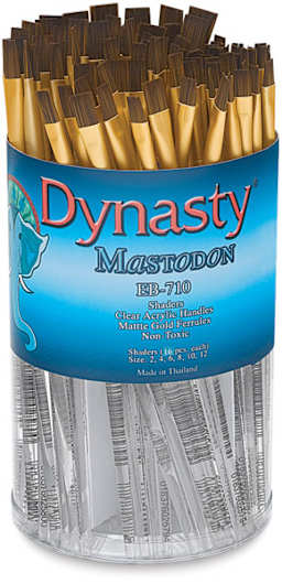 Dynasty Mastodon Synthetic Brush Canister - Front view of package of 96 Assorted Shaders