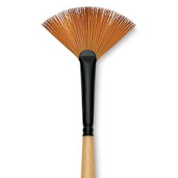 Dynasty Black Gold Brush - Fan, Long Handle, Size 2 close up
