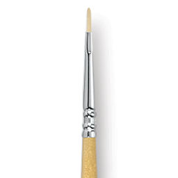 Escoda Clasico Chungking White Bristle Brush - Short Filbert, Long Handle, Size 0 close up
