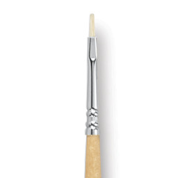 Escoda Clasico Chungking White Bristle Brush - Short Filbert, Long Handle, Size 1 close up