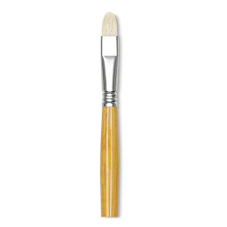 Escoda Clasico Chungking White Bristle - Single Short Filbert Brush shown upright