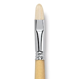 Escoda Clasico Chungking White Bristle Brush - Short Filbert, Long Handle, Size 14 close up