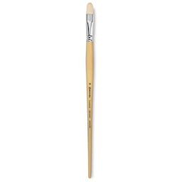 Escoda Clasico Chungking White Bristle Brush - Short Filbert, Long Handle, Size 16