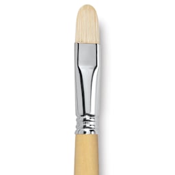 Escoda Clasico Chungking White Bristle Brush - Short Filbert, Long Handle, Size 16 close up
