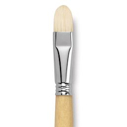 Escoda Clasico Chungking White Bristle Brush - Short Filbert, Long Handle, Size 18 close up