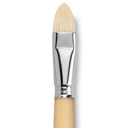 Escoda Clasico Chungking White Bristle Brush - Short Filbert, Long Handle, Size 20 close up