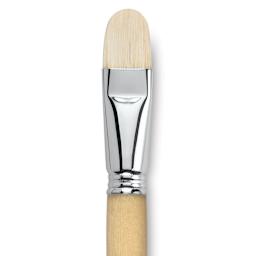 Escoda Clasico Chungking White Bristle Brush - Short Filbert, Long Handle, Size 22 close up