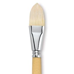 Escoda Clasico Chungking White Bristle Brush - Short Filbert, Long Handle, Size 26 close up