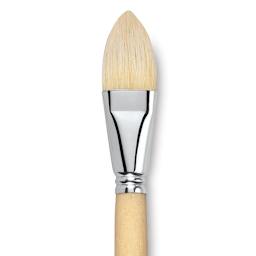 Escoda Clasico Chungking White Bristle Brush - Short Filbert, Long Handle, Size 28 close up