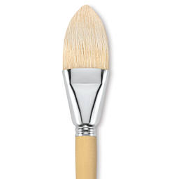 Escoda Clasico Chungking White Bristle Brush - Short Filbert, Long Handle, Size 32 close up