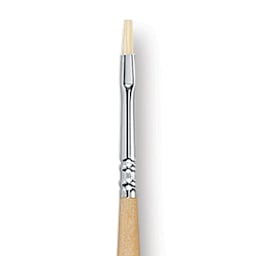Escoda Clasico Chungking White Bristle Brush - Bright, Long Handle, Size 1 close up