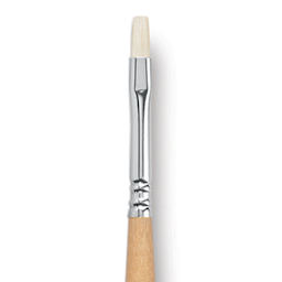 Escoda Clasico Chungking White Bristle Brush - Bright, Long Handle, Size 6 close up