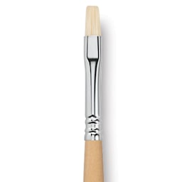 Escoda Clasico Chungking White Bristle Brush - Bright, Long Handle, Size 8 close up
