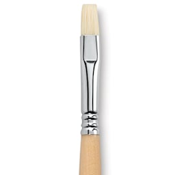 Escoda Clasico Chungking White Bristle Brush - Bright, Long Handle, Size 10 close up