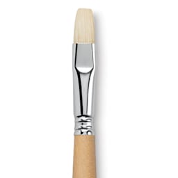 Escoda Clasico Chungking White Bristle Brush - Bright, Long Handle, Size 14 close up