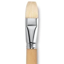 Escoda Clasico Chungking White Bristle Brush - Bright, Long Handle, Size 24 close up