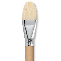 Escoda Clasico Chungking White Bristle Brush - Bright, Long Handle, Size 30 close up
