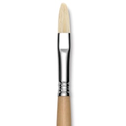 Escoda Clasico Chungking White Bristle Brush - Filbert, Long Handle, Size 10 close up