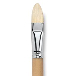 Escoda Clasico Chungking White Bristle Brush - Filbert, Long Handle, Size 20 close up