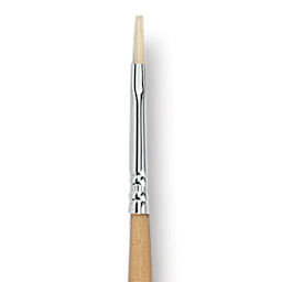 Escoda Clasico Chungking White Bristle Brush - Flat, Long Handle, Size 2 close up