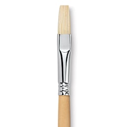 Escoda Clasico Chungking White Bristle Brush - Flat, Long Handle, Size 12 close up
