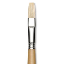 Escoda Clasico Chungking White Bristle Brush - Flat, Long Handle, Size 14 close up