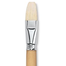Escoda Clasico Chungking White Bristle Brush - Flat, Long Handle, Size 24 close up