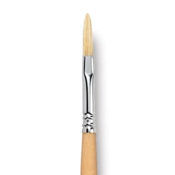Escoda Clasico Chungking White Bristle Brush - Long Filbert, Long Handle, Size 6 close up