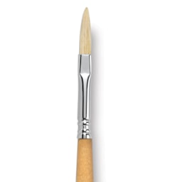 Escoda Clasico Chungking White Bristle Brush - Long Filbert, Long Handle, Size 8 close up