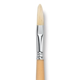 Escoda Clasico Chungking White Bristle Brush - Long Filbert, Long Handle, Size 12 close up 