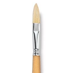 Escoda Clasico Chungking White Bristle Brush - Long Filbert, Long Handle, Size 14 close up