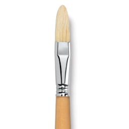 Escoda Clasico Chungking White Bristle Brush - Long Filbert, Long Handle, Size 16 close up
